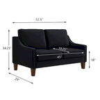 Modern Velvet Loveseat Sofa with Wooden Legs - 29.00 x 51.50 x 34.25