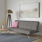 Metal Frame Futon Sofa Bed with Stainless Steel Leg - 32.30 x 68.90 x 29.15