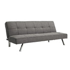 Metal Frame Futon Sofa Bed with Stainless Steel Leg - 32.30 x 68.90 x 29.15