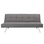 Metal Frame Futon Sofa Bed with Stainless Steel Leg - 32.30 x 68.90 x 29.15