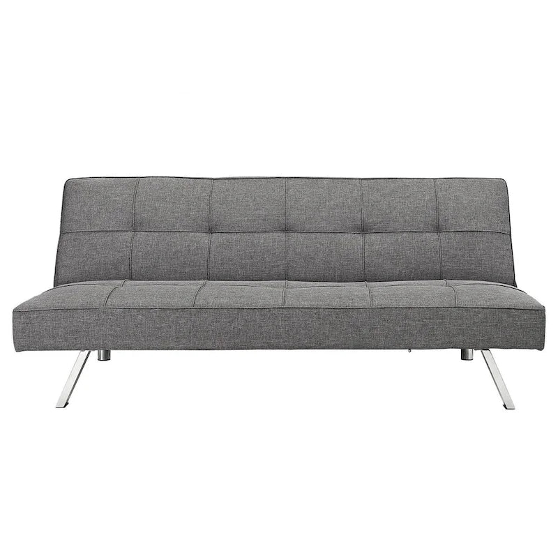 Metal Frame Futon Sofa Bed with Stainless Steel Leg - 32.30 x 68.90 x 29.15