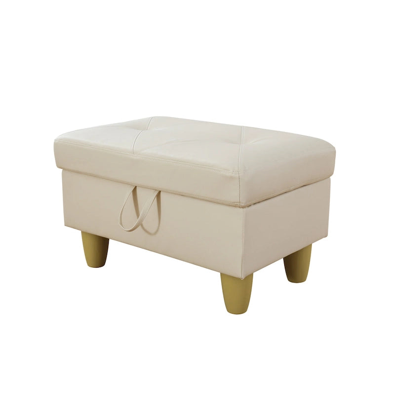 Leather Square Storage Ottoman for Living Room