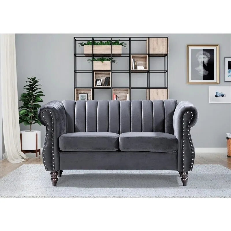 Capri Velvet Chesterfield Loveseat