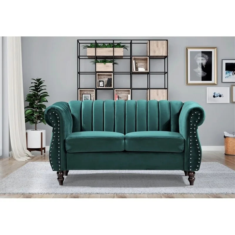 Capri Velvet Chesterfield Loveseat