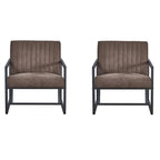 Mid Century Modern Accent Chair with Metal Frame, PU Leather Single Sofa, Reading Armchair for Living Room, Bedroom, Cafe