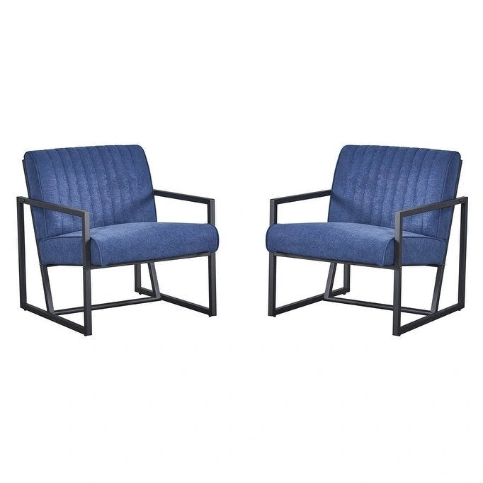 Mid Century Modern Accent Chair with Metal Frame, PU Leather Single Sofa, Reading Armchair for Living Room, Bedroom, Cafe