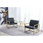 Mid Century Modern Accent Chair with Metal Frame, PU Leather Single Sofa, Reading Armchair for Living Room, Bedroom, Cafe