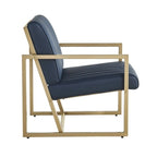 Mid Century Modern Accent Chair with Metal Frame, PU Leather Single Sofa, Reading Armchair for Living Room, Bedroom, Cafe