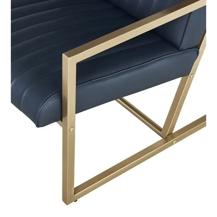 Mid Century Modern Accent Chair with Metal Frame, PU Leather Single Sofa, Reading Armchair for Living Room, Bedroom, Cafe