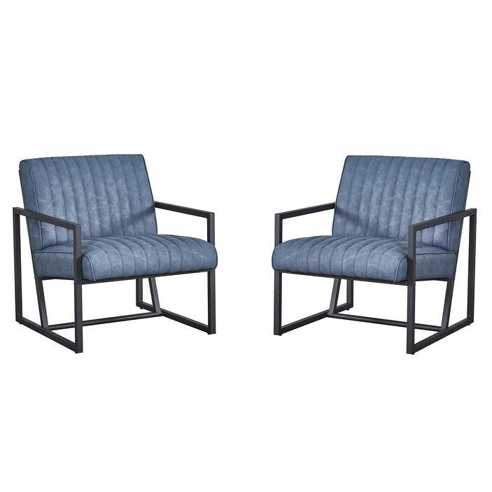 Mid Century Modern Accent Chair with Metal Frame, PU Leather Single Sofa, Reading Armchair for Living Room, Bedroom, Cafe