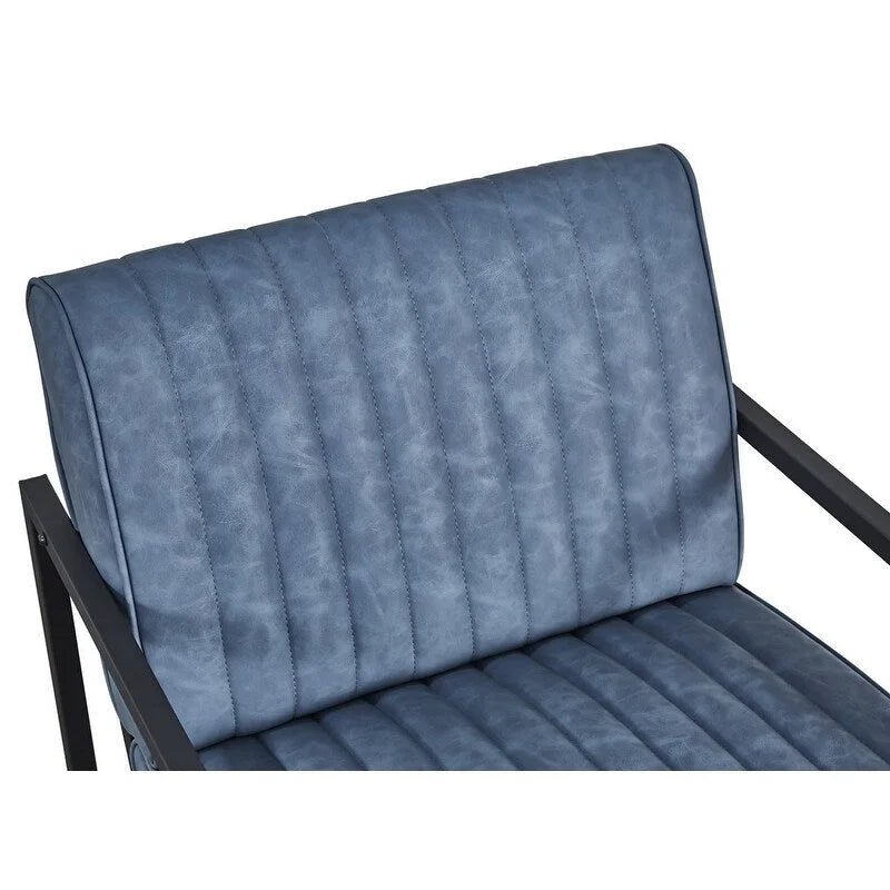 Mid Century Modern Accent Chair with Metal Frame, PU Leather Single Sofa, Reading Armchair for Living Room, Bedroom, Cafe