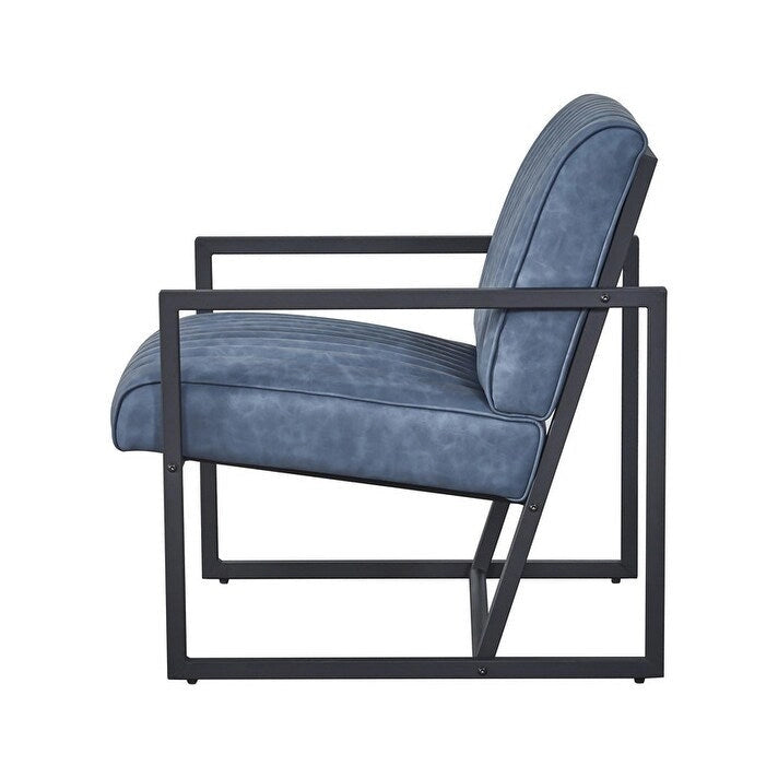 Mid Century Modern Accent Chair with Metal Frame, PU Leather Single Sofa, Reading Armchair for Living Room, Bedroom, Cafe