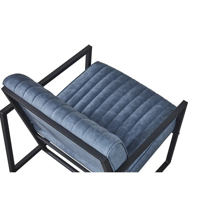 Mid Century Modern Accent Chair with Metal Frame, PU Leather Single Sofa, Reading Armchair for Living Room, Bedroom, Cafe