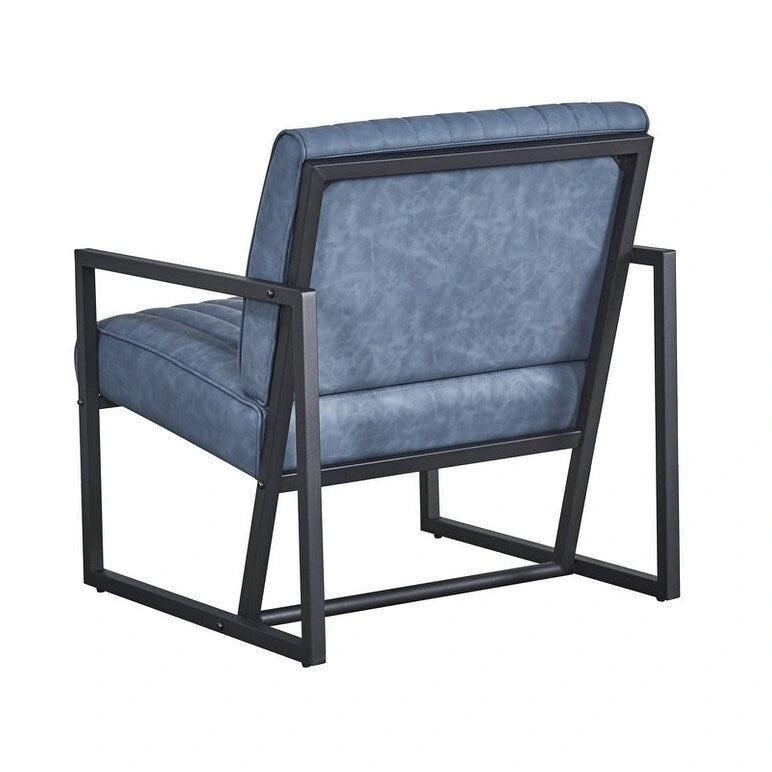 Mid Century Modern Accent Chair with Metal Frame, PU Leather Single Sofa, Reading Armchair for Living Room, Bedroom, Cafe