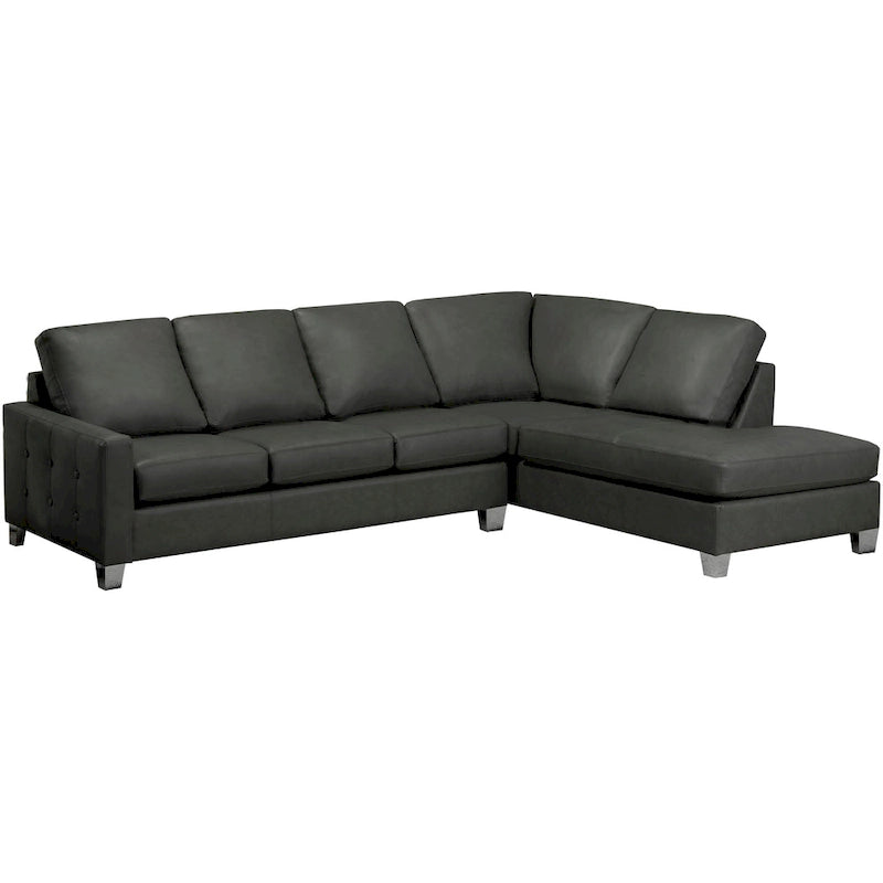 Dean Top Grain Italian Leather Tufted Sectional Sofa - 107 x 85 x 35 x 34