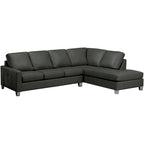 Dean Top Grain Italian Leather Tufted Sectional Sofa - 107 x 85 x 35 x 34