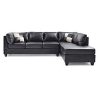 Malone 111 in. Faux Leather 4-Seater Sectional Sofa with 2-Throw Pillow - 111L x 78W x 34H