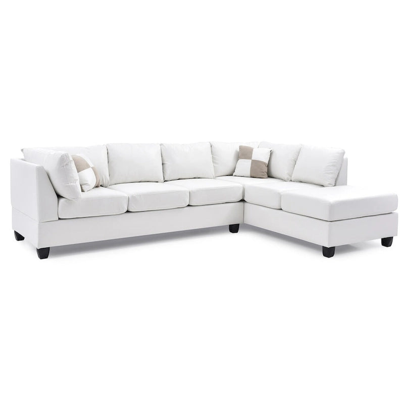 Malone 111 in. Faux Leather 4-Seater Sectional Sofa with 2-Throw Pillow - 111L x 78W x 34H