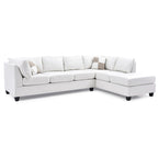 Malone 111 in. Faux Leather 4-Seater Sectional Sofa with 2-Throw Pillow - 111L x 78W x 34H
