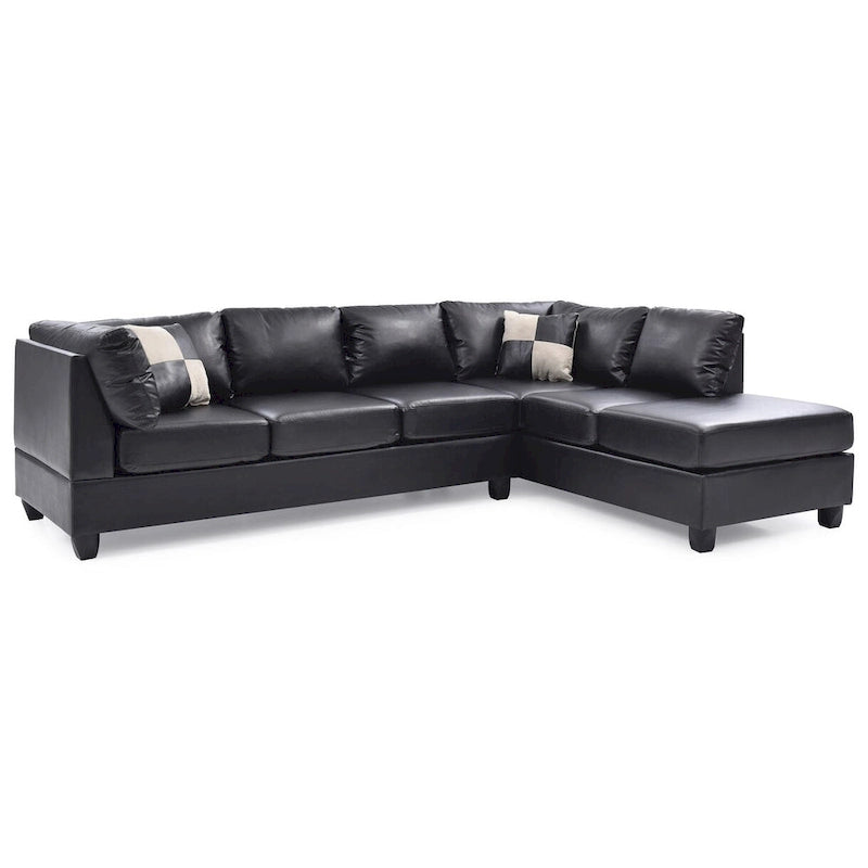 Malone 111 in. Faux Leather 4-Seater Sectional Sofa with 2-Throw Pillow - 111L x 78W x 34H