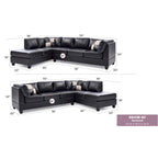 Malone 111 in. Faux Leather 4-Seater Sectional Sofa with 2-Throw Pillow - 111L x 78W x 34H