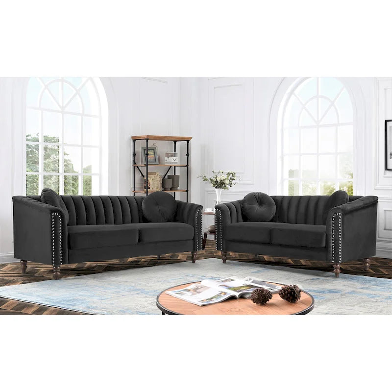 Hills Tufted Back Nailhead 2PCS Living Room set