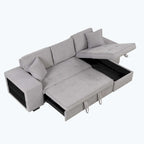 Modern L-Shape 3 Seat Reversible Sectional Couch,with Storage Chaise and 2 Stools