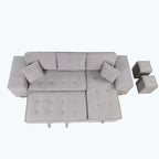 Modern L-Shape 3 Seat Reversible Sectional Couch,with Storage Chaise and 2 Stools