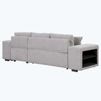 Modern L-Shape 3 Seat Reversible Sectional Couch,with Storage Chaise and 2 Stools