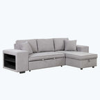 Modern L-Shape 3 Seat Reversible Sectional Couch,with Storage Chaise and 2 Stools