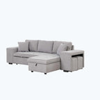 Modern L-Shape 3 Seat Reversible Sectional Couch,with Storage Chaise and 2 Stools
