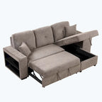 Modern L-Shape 3 Seat Reversible Sectional Couch,with Storage Chaise and 2 Stools