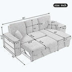 Modern L-Shape 3 Seat Reversible Sectional Couch,with Storage Chaise and 2 Stools