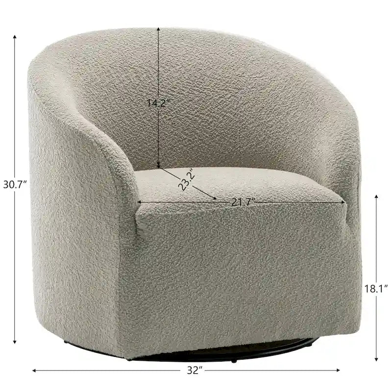 KINWELL 32W Boucle Upholstered Swivel Barrel Armchair (Set of 2)