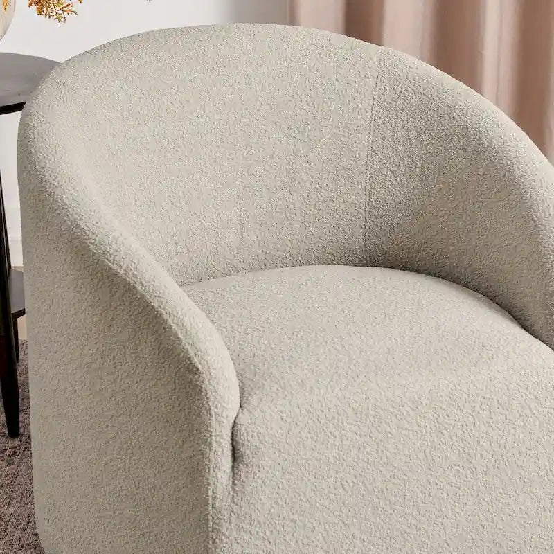 KINWELL 32W Boucle Upholstered Swivel Barrel Armchair (Set of 2)