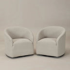 KINWELL 32W Boucle Upholstered Swivel Barrel Armchair (Set of 2)