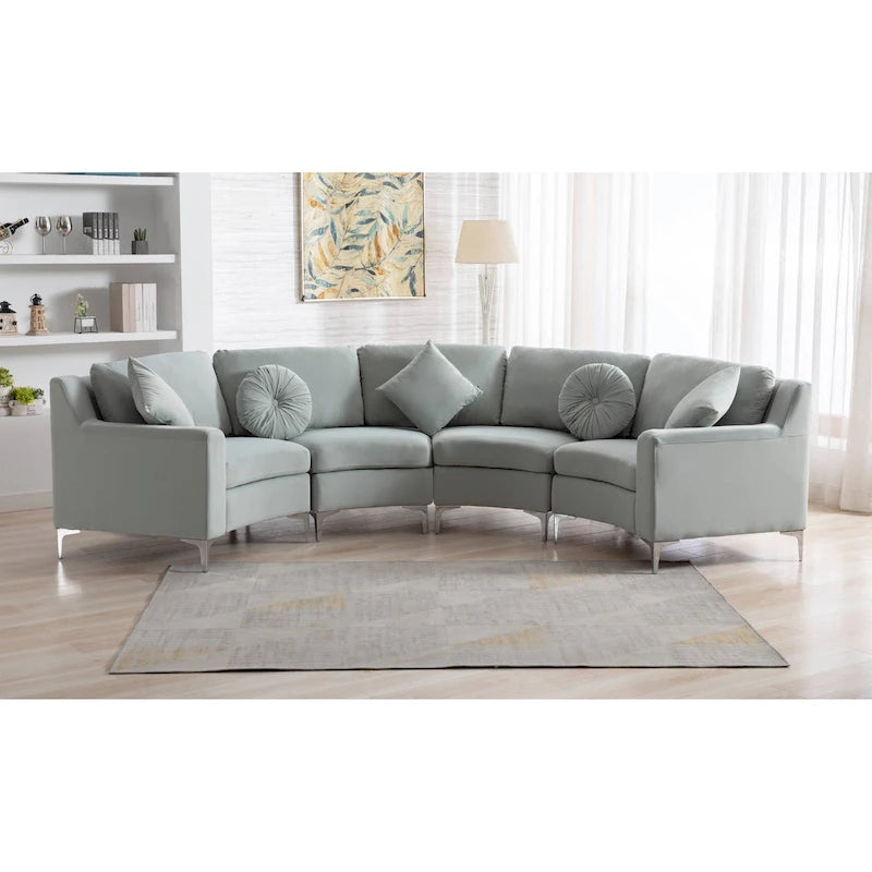136 Velvet Semicircle couch Modular Curve Sectional Sofa