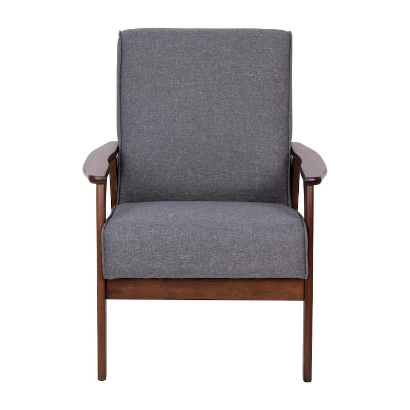 Mid-Century Modern Armchair with Wooden Frame and Faux Leather Cushions