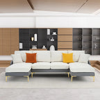 Ouyessir U-Shape Sectional Sofa 4-Seat Couch with Double Chaise Lounge