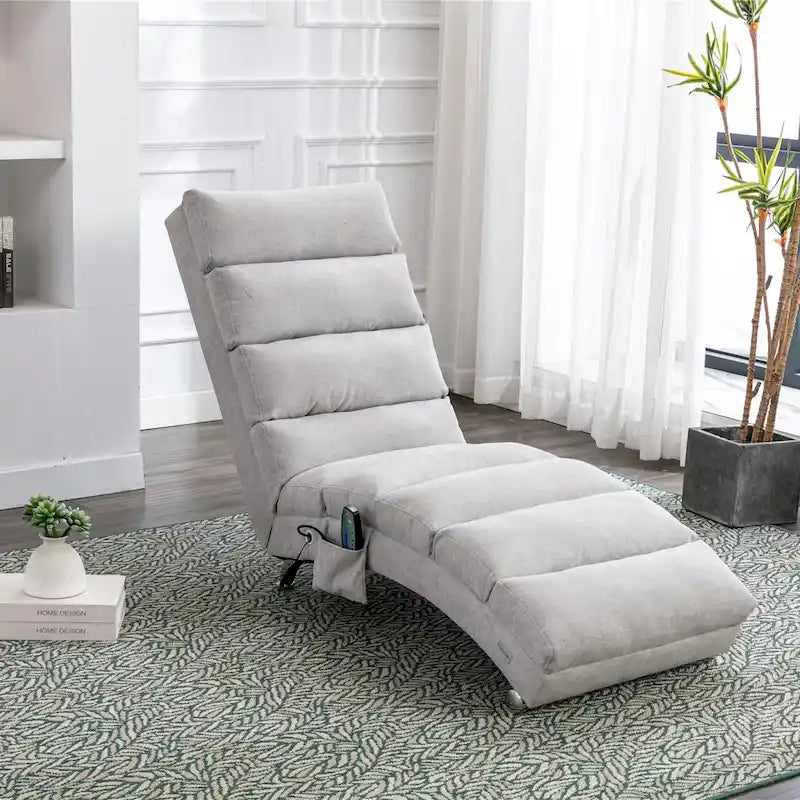 Modern Tufted Oversized Chaise Lounge Massage Chair For Living Room, Bedroom