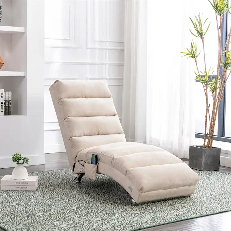 Modern Tufted Oversized Chaise Lounge Massage Chair For Living Room, Bedroom