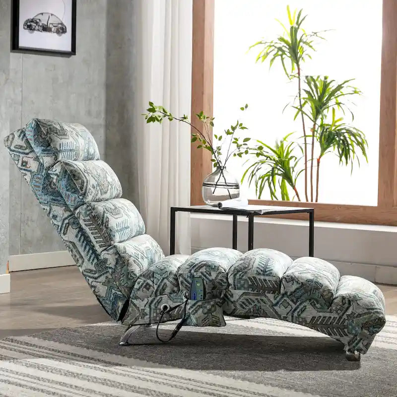 Modern Tufted Oversized Chaise Lounge Massage Chair For Living Room, Bedroom