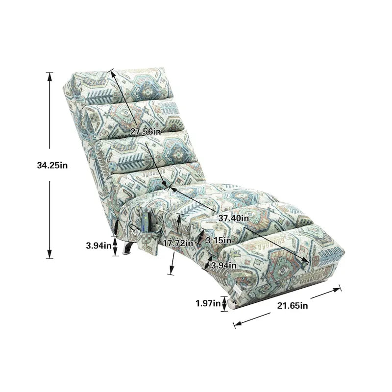 Modern Tufted Oversized Chaise Lounge Massage Chair For Living Room, Bedroom