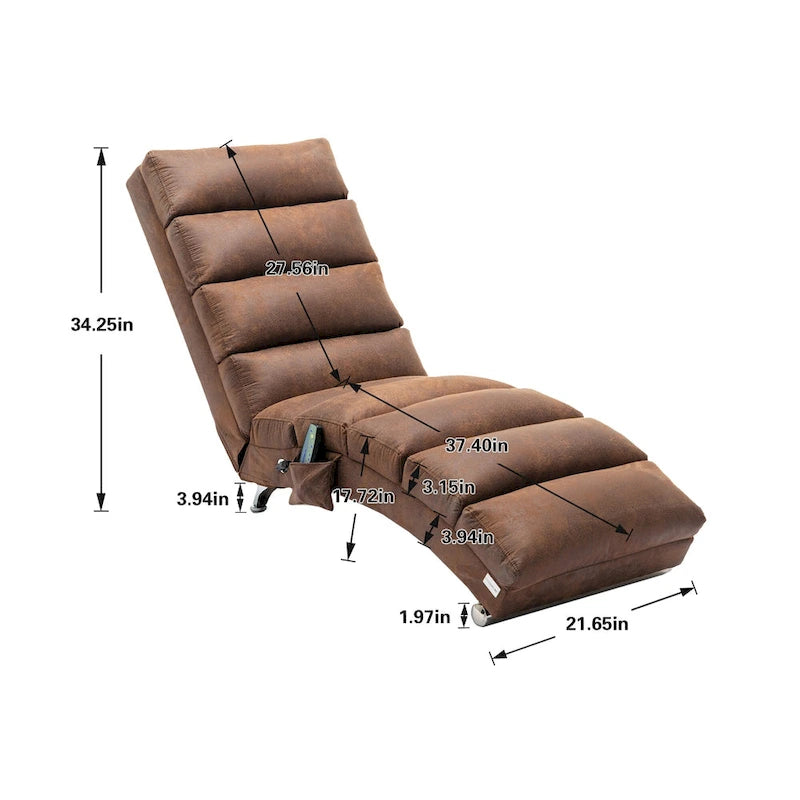 Modern Tufted Oversized Chaise Lounge Massage Chair For Living Room, Bedroom