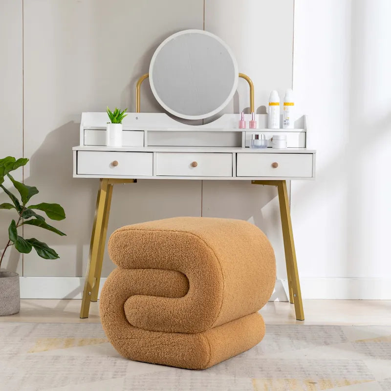 Modern S-shape Ottoman Makeup Stool Footstool for Living Room,Bedroom