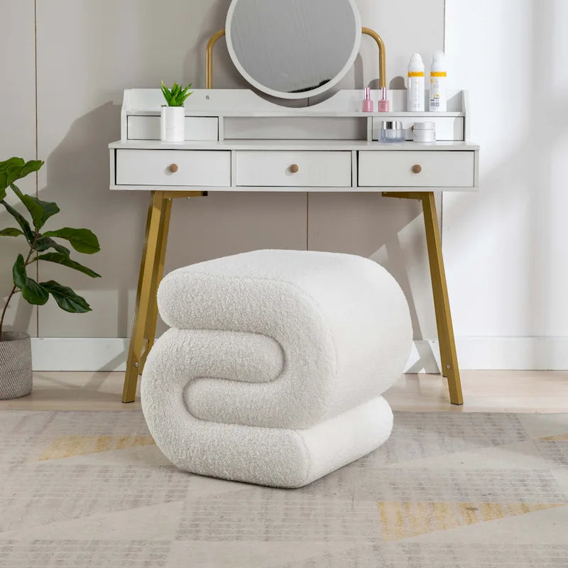 Modern S-shape Ottoman Makeup Stool Footstool for Living Room,Bedroom