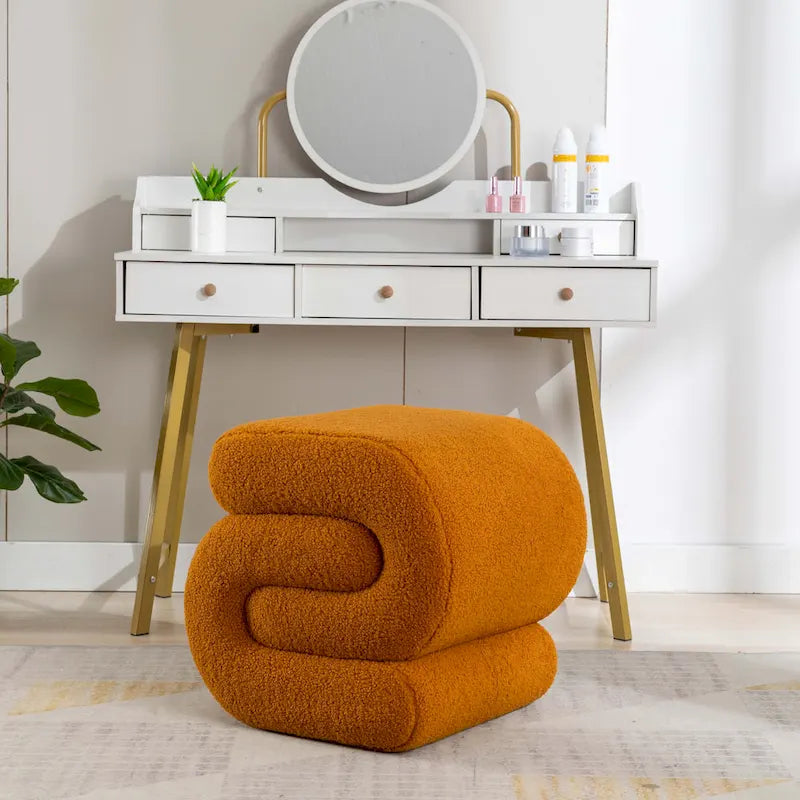 Modern S-shape Ottoman Makeup Stool Footstool for Living Room,Bedroom