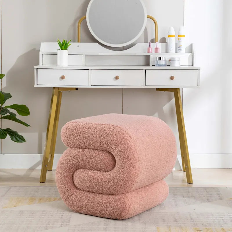 Modern S-shape Ottoman Makeup Stool Footstool for Living Room,Bedroom