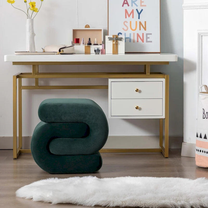 Modern S-shape Ottoman Makeup Stool Footstool for Living Room,Bedroom