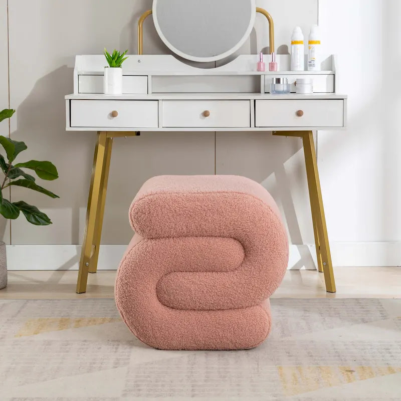 Modern S-shape Ottoman Makeup Stool Footstool for Living Room,Bedroom